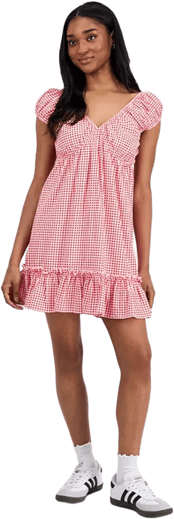 Juniors' Printed Babydoll Mini Dress