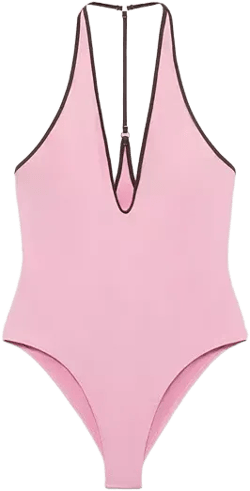 Mango Women's Contrast Trim V-Neck Swimsuit