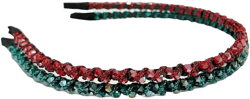 Thin Beaded Headband Set - Red + Green