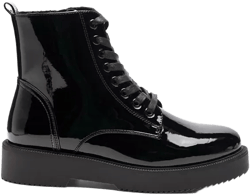 Womens rubble statement pu lace up ankle boots