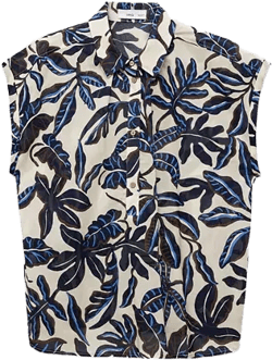 Women's Short Sleeves Printed Cotton Shirt