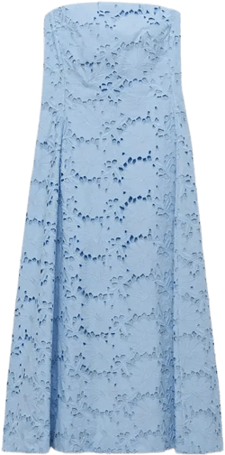 Mango Women's English Embroidered Strapless Dress