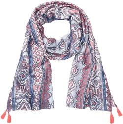 Ornamental Borer Print Tassel Scarf