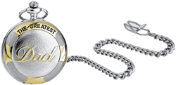 Bling Jewelry Daddy Father Gift Word Best Greatest DAD Skeleton Pocket Watch Silver Plated Finish With Long Pocket Chain