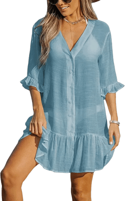 Cupshe Women's Aubree Ruffled Swim Cover-Up Dress
