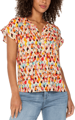 Petite Printed Popover Top