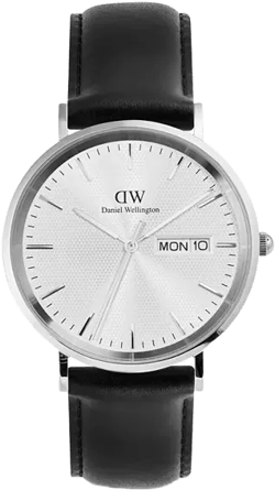 Men's Analog Black Leather Watch, 40mm