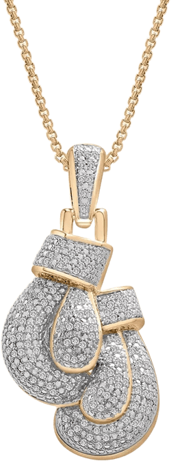 Men's Diamond Boxing Gloves 22" Pendant Necklace (1/2 ct. t.w.) in 14k Gold-Plated Sterling Silver