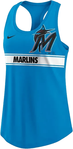 Women's Blue Miami Marlins Cropped Logo Performance Racerback Tank Top