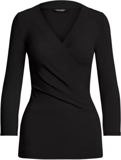 Lauren Ralph Lauren Women's Ruched Surplice Jersey Top