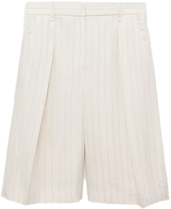 Women's Striped Linen-Blend Bermuda Shorts