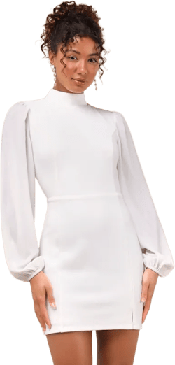 Exceptionally Flirty White Long Sleeve Backless Mini Dress