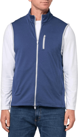 Brooks Brothers Mens Knt Perf Full Zip Vest Medium Navy Heather