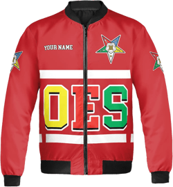 Personalized Multi-color Order of the Eastern Star OES AF&AM Bomber Jacket S-5XL Red X-Large