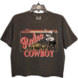 Rodeo Cowboy Crop Top, Vintage Western Graphic T shirt, Bull Riding Tee for Men, Country Concert Shirt, Cowboy Aesthetic Comfort Colors Tee
