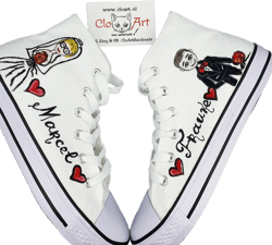Customized wedding hi tops, Bridal custom shoes, Wedding shoes, Portret wedding shoes, Just married sneakers, Bridal gift, Cirque shoes,
