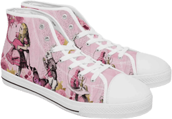 Alice in Wonderland Pink hi top womens sneakers  - The White Rabbit and Alice hi top sneakers (JPSN105)