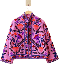 Suzani Embroidery Cotton Jacket, Kimono Jacket, Handmade Soft TNT Fabric Jacket, Women&#39;s Clothing Coat, Boho Jacket, Valentines Gift for Her