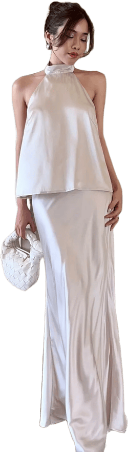 Casual Wedding Guest Silk Skirt - Maxi Skirt - High waisted skirt - Long Skirt - Plus Size Skirt - Gift For Her - Women&#39;s Set Clothing
