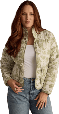 Sage & Beige Quilted Jacket | Quilted Jacket | Floral Jacket | Lightweight Jacket | Spring Jacket | Women&#39;s Jacket | Floral Design
