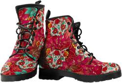 Combat Boots Sugar Skulls Cat Women&#39;s Leather Boots,   Cat lover Gifts for Her, Platform Shoes