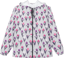 Flower Power Windbreaker Jacket, Lightweight Floral Jacket, Spring Outdoor Wear, Trendy Raincoat, Perfect for Festivals and Everyday Style