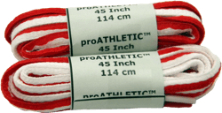 2 Pair Pack- White w/ Red, Oval style Athletic sneaker shoelaces