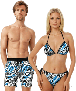 Matching Swimsuits Tropical Floral Print Bathing Suits for Couple Swimwear for Honeymoon or Wedding Gift for Bride and Groom Beach Vacation