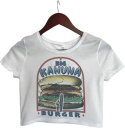 Big Kahuna Burger Vintage Retro Faded Distressed Crop Top, Short Sleeve Crop Top, Crop Top for Women, Boho Hippie Clothing, 90s Fashion