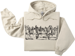 Western Saddle Graphic Hoodie, Vintage Inspired Rodeo Hoodie Sweater, Horse Riding Hoodie, Cowgirl Country Gifts