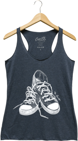 Women&#39;s Tank Top, Sneakers Print, Triblend Racerback Top, Graphic Tee, Hand Screen Print, Women&#39;s Fashion, Daily Look, Flowy Tank