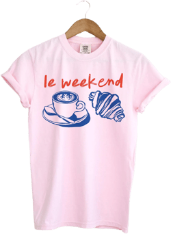 Weekend Shirt, Coffee Tshirt, Croissant Shirt, French T Shirt, Weekending T-Shirt, Retro Graphic Tee, Le Weekend, Weekend TShirt, Croissants
