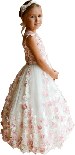 Flower girl dress with headband, Girl ball gown, Puffy flower girl dress