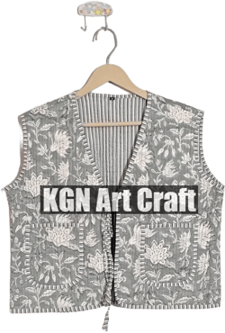 Sleeveless Cotton Patchwork Jackets, Indian Cotton Handmade Winter Jacket Coat, Bohemian Style Jacket, Unisex Short Quilted Kantha Jacket