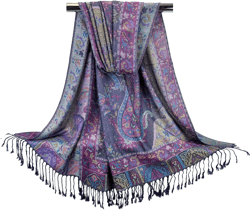 Purple and Blue Floral Pashmina Scarf | Bohemian Shawl |  | Festival Shawls and Wraps Rave Accessories Unique Gift for Friends