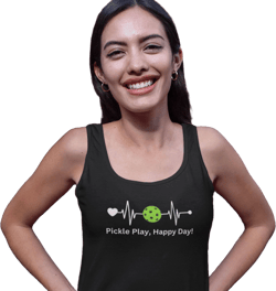 Pickle Play Women&#39;s Racerback tank Tee - Fun Sports Shirt, Happy Day Pickleball, Casual Comfortable T-shirt, Gift for Players