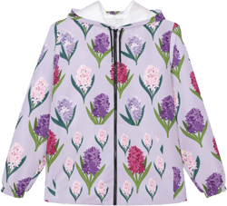 Gift for Flower Lovers, Floral Windbreaker Jacket, Lightweight Raincoat for Spring, Perfect Gift for Garden Lovers, Trendy Waterproof