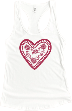 Vintage Flower Heart Stamp tank top, Red Boho Flower Heart Graphic Tank Top, Cute Retro Love Gift for Her and Best Friend, Women&#39;s Tank Top