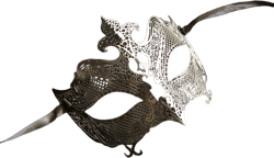 Silver And Black Masquerade Mask Laser Cut Metal Venetian Mask