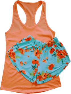 Floral Womens Pajamas, Cotton Pajama Set, Pajama Shorts and Tank Top, Organic Sleepwear, Gifts For Her, Gifts For Women, Light Weight