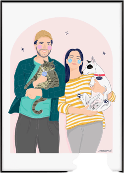 Custom Portrait Gift for Mom - Personalized Mother&#39;s Day Art - Unique Gift for Mom or Grandma - Hand-Drawn Digital Art