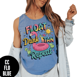 River Tank Top, Comfort Colors® Floating Tank Top, Float, Drink Tan Repeat Tank, River Days Tank, Summer Drinking Tank Top, River Tanks