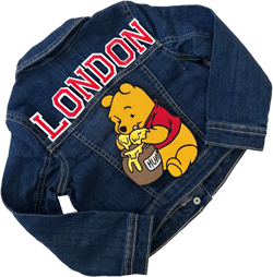 DISNEY POOH BEAR Hunny Denim Patch Jacket Theme Custom Embellished Baby/Toddler's/Big Kid’s (Monogram/Full Name)