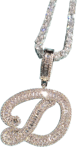 Initial Pendant Necklace with Icy Tennis Chain,Gift for Her,Cubic Zirconia Baguette Letters Necklace for Women,Personalized Birthday Jewelry