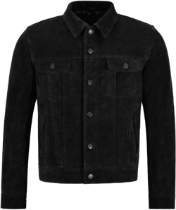 Men&#39;s Classic Trucker Black Suede Leather Jacket Denim Style Western Real Suede Leather Jacket Mens Suede Jacket Black