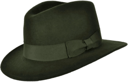 Classic Fedora Hat | Dark Green Pure Wool Men&#39;s Hat Authentic 1940s Retro Vintage Style