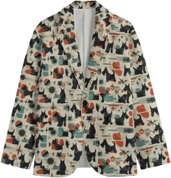 Scottish Terrier Dog Mens Cotton Blazer Victorian Sports Coat Retro Mid Century Mod Rocakbilly Jacket, Lightweight Country Club Golf Gift