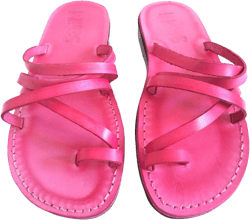 Pink Leather Toe Ring Flip Flops for Women, Ladies Flats Sandals,  Summer Beach Thongs, VENUS