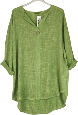 Ladies Italian Lagenlook Oversized Cotton Lightweight Summer Tunic Top with Button.