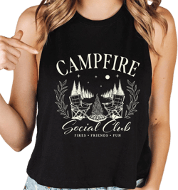 Campfire Social Club Tank Top, Camp Counselors Tank Top for Her, Summer Camp for Family Friends Racerback, Friends Fires Fun Camping Vneck